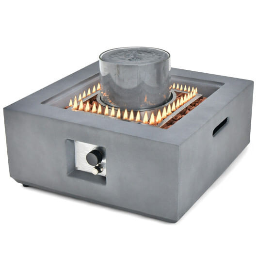 28 Inch 50000 BTU Patio Square Propane Fire Pit with PVC Cover-Gray B593-NP10854US
