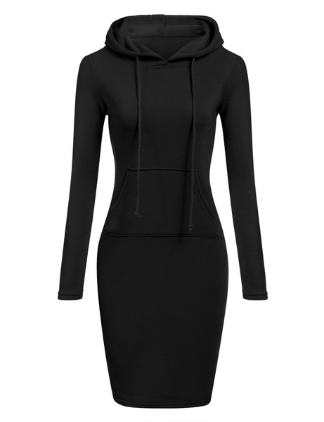 Color: black, size: S - Hooded lace-up pocket long-sleeved sweater Q119-CJNSSYLY00927-black-S