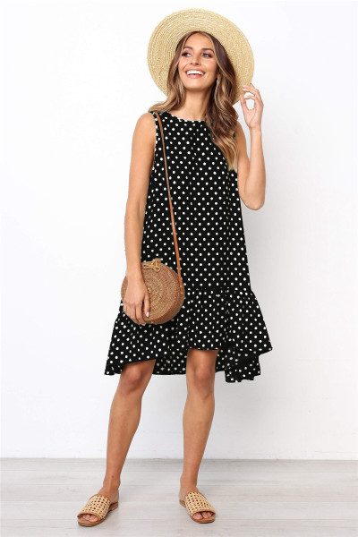 Color: Black A, Size: M - Ruffled sleeveless strapless skirt Q119-CJNSSYLY02156-Black A-M