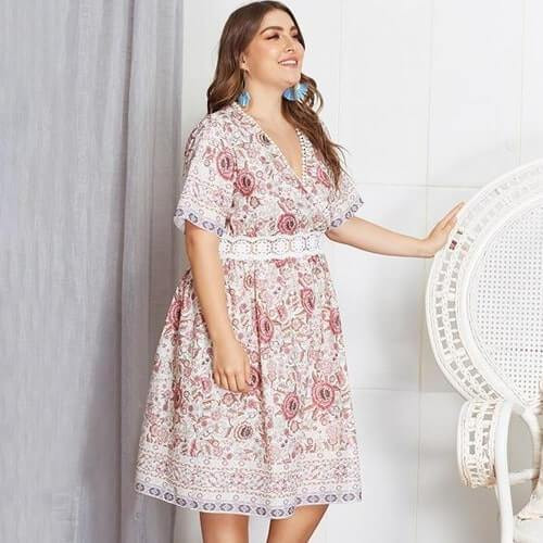 Large size dress Printed long skirt women's fat mm summer dress Q119-CJNSSYLY01689