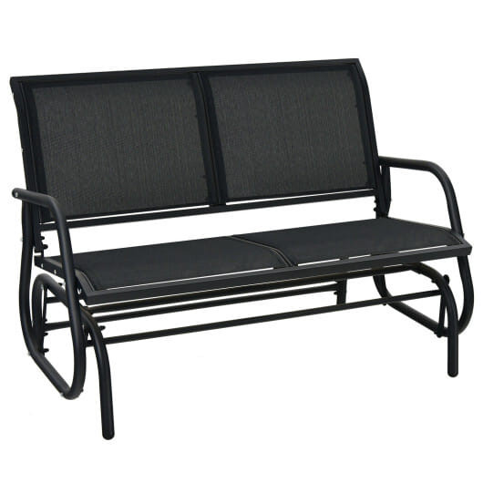 Swing Glider Chair 48 Inch Loveseat Rocker Lounge Backyard-Black - Color: Black D681-OP70489DK