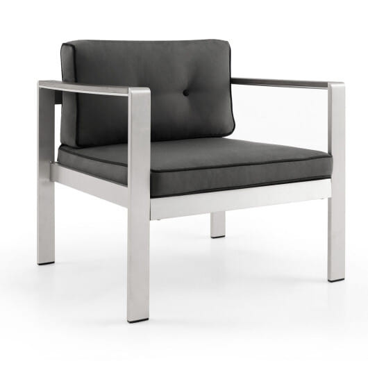 Contemporary Sofa Chair with WPC Armrests and Back Cushions-Gray - Color: Gray D681-NP11317GR