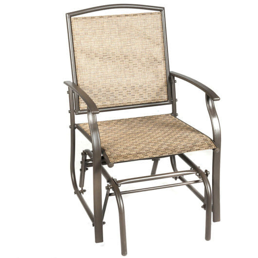 Steel Frame Garden Swing Single Glider Chair Rocking Seating - Color: Brown D681-OP3906
