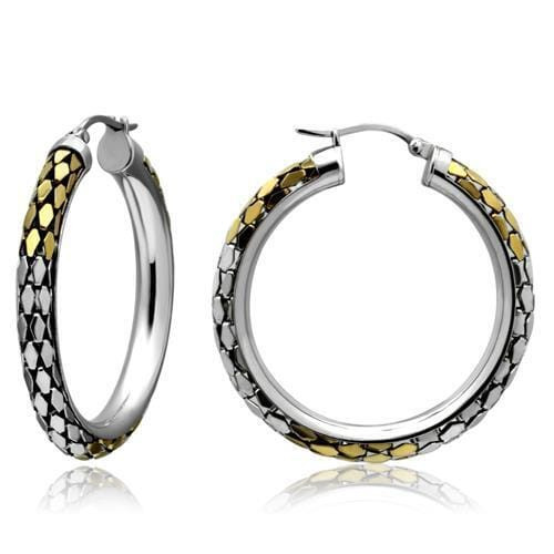 TK430 - Gold+Rhodium Stainless Steel Earrings with No Stone A874-TK430