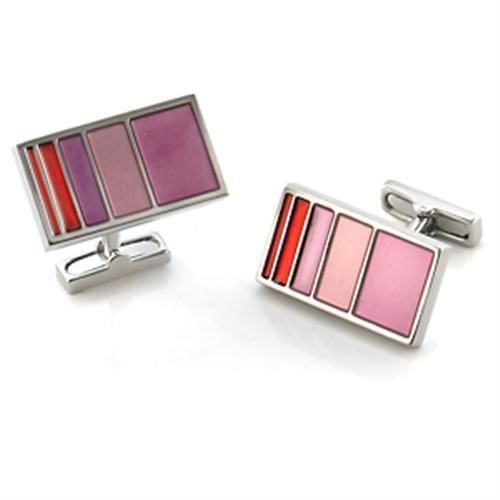 LO555 - Rhodium Brass Cufflink with No Stone A874-LO555