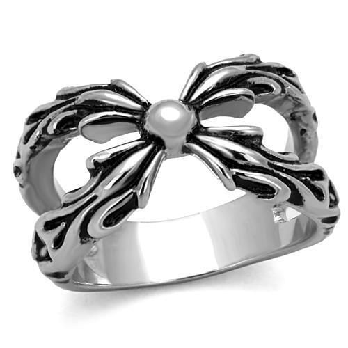 TK1605 - High polished (no plating) Stainless Steel Ring with Epoxy  in Jet A874-TK1605