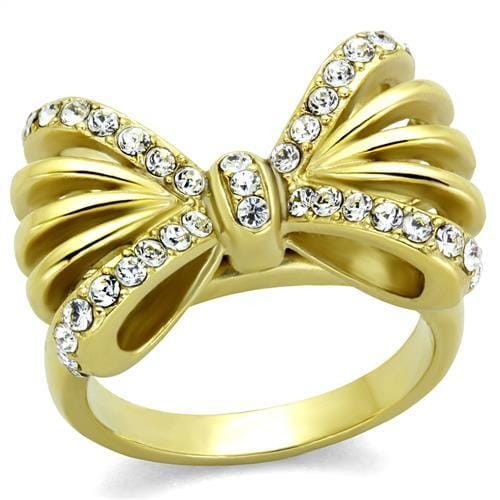 TK2128 - IP Gold(Ion Plating) Stainless Steel Ring with Top Grade Crystal  in Clear A874-TK2128