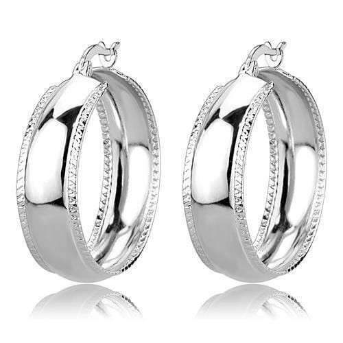 3W1398 - Rhodium Brass Earrings with No Stone A874-3W1398