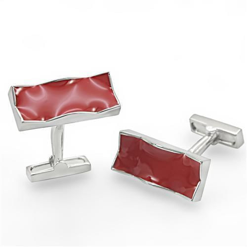 LO1372 - Rhodium Brass Cufflink with No Stone A874-LO1372