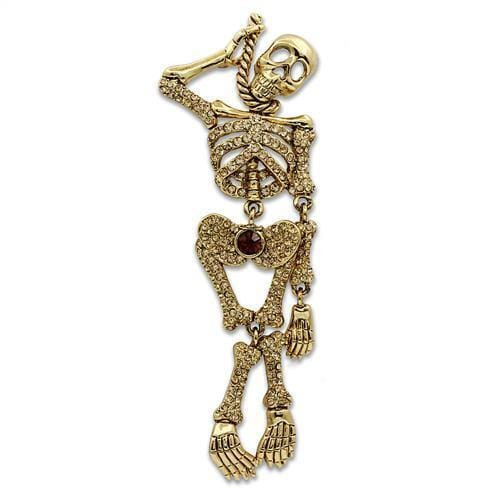 LO2409 - Gold White Metal Brooches with Top Grade Crystal  in Multi Color A874-LO2409