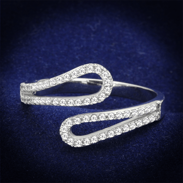 TS267 - Rhodium 925 Sterling Silver Ring with AAA Grade CZ  in Clear A874-TS267