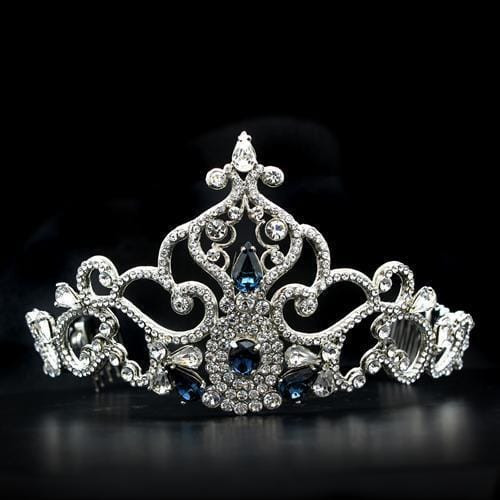LO2110 - Imitation Rhodium Brass Tiaras & Hair Clip with Top Grade Crystal  in Montana A874-LO2110