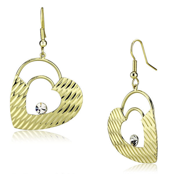 LO2679 - Gold Iron Earrings with Top Grade Crystal  in Clear A874-LO2679