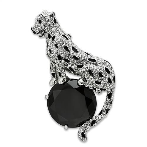 LO2398 - Imitation Rhodium White Metal Brooches with AAA Grade CZ  in Jet A874-LO2398