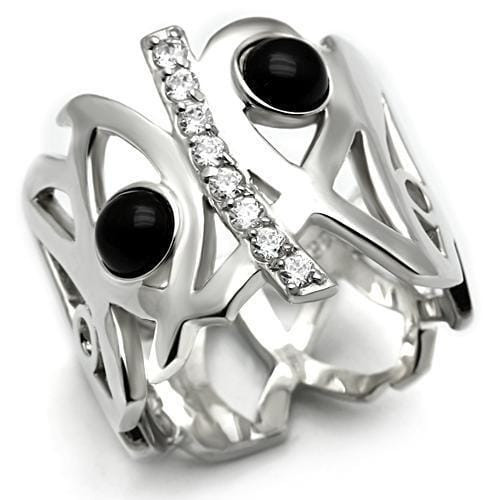LOS532 - Silver 925 Sterling Silver Ring with Semi-Precious Onyx in Jet A874-LOS532