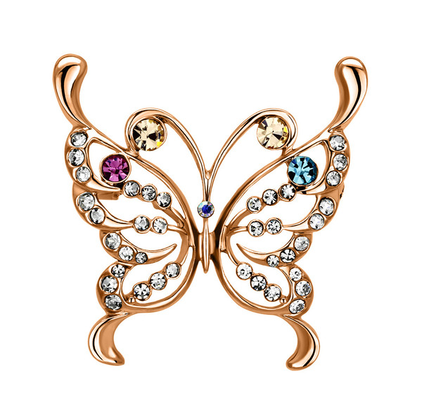 LO2793 - Imitation Rhodium White Metal Brooches with Top Grade Crystal  in Multi Color A874-LO2793
