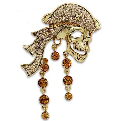 LO2415 - Gold White Metal Brooches with Top Grade Crystal  in Multi Color A874-LO2415