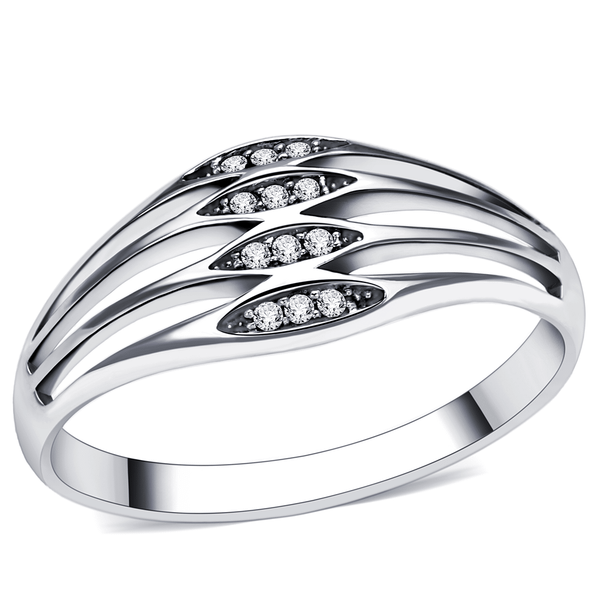 TS072 - Rhodium 925 Sterling Silver Ring with AAA Grade CZ  in Clear A874-TS072