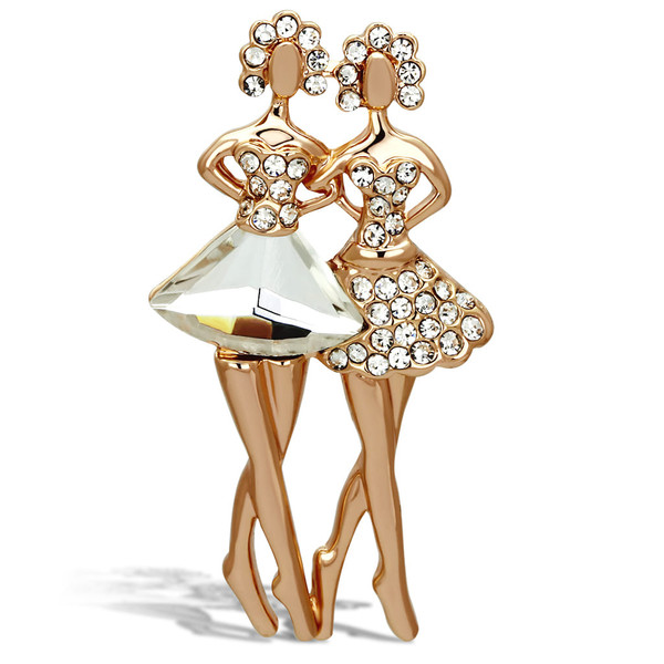 LO2776 - Flash Rose Gold White Metal Brooches with Synthetic Synthetic Glass in Clear A874-LO2776
