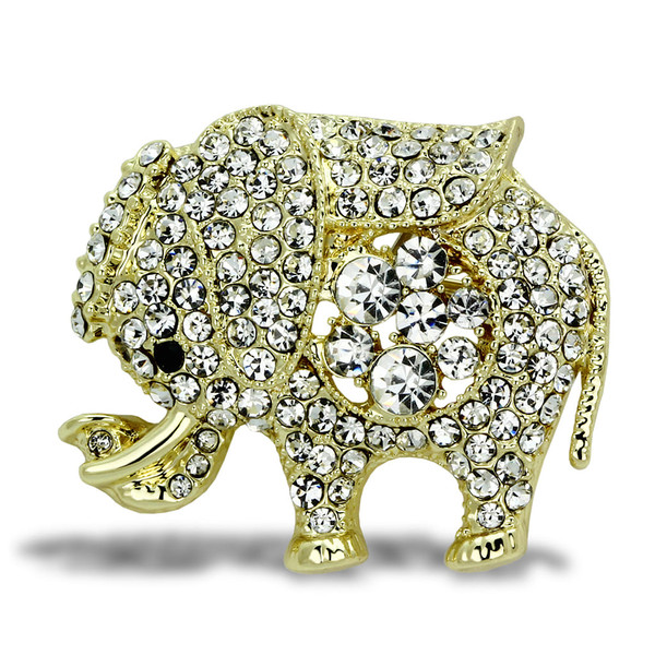 LO2804 - Flash Gold White Metal Brooches with Top Grade Crystal  in Clear A874-LO2804