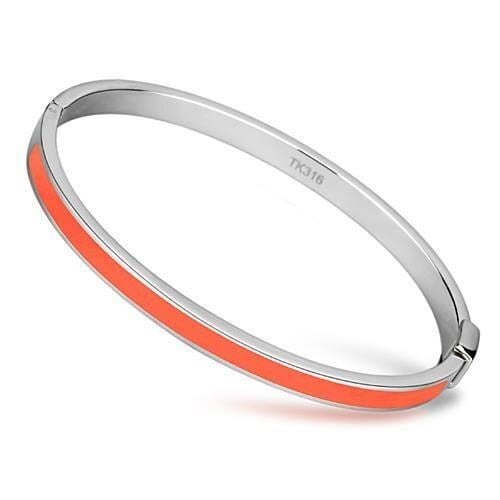 TK748 - High polished (no plating) Stainless Steel Bangle with Epoxy  in Orange A874-TK748