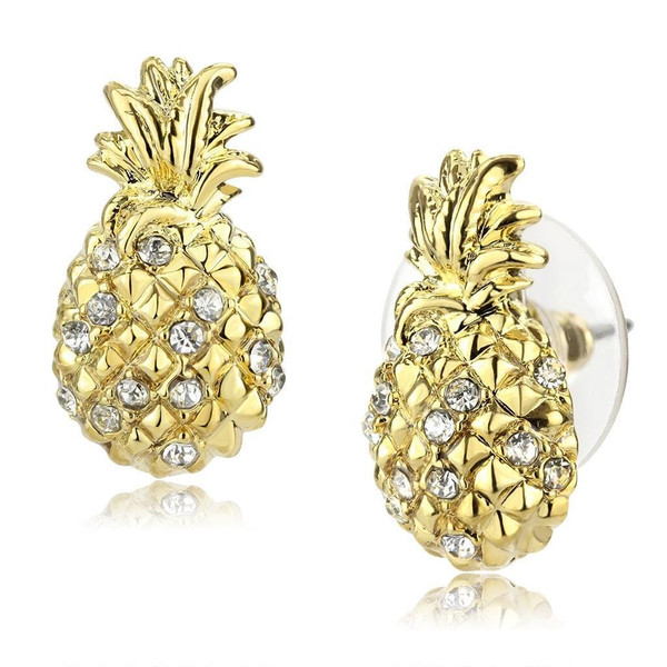 LO4677 - Gold Brass Earrings with Top Grade Crystal  in Clear A874-LO4677