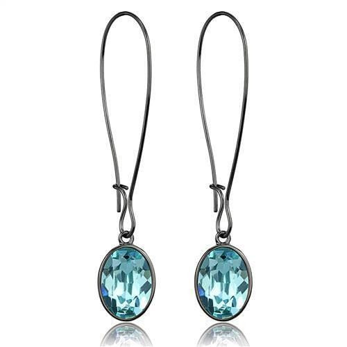 TK2720 - IP Light Black  (IP Gun) Stainless Steel Earrings with Top Grade Crystal  in Sea Blue A874-TK2720