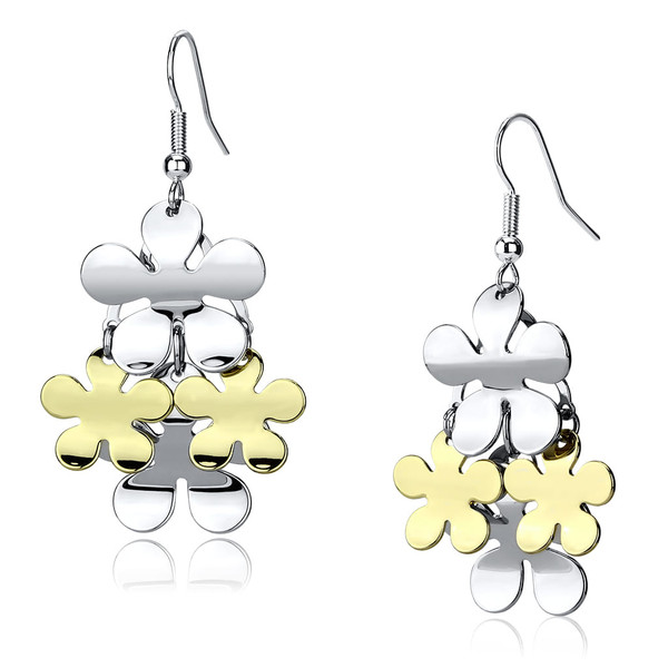 LO2686 - Gold+Rhodium Iron Earrings with No Stone A874-LO2686