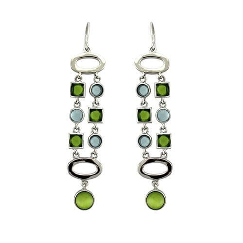 LOAS1334 - Rhodium 925 Sterling Silver Earrings with AAA Grade CZ  in Peridot A874-LOAS1334