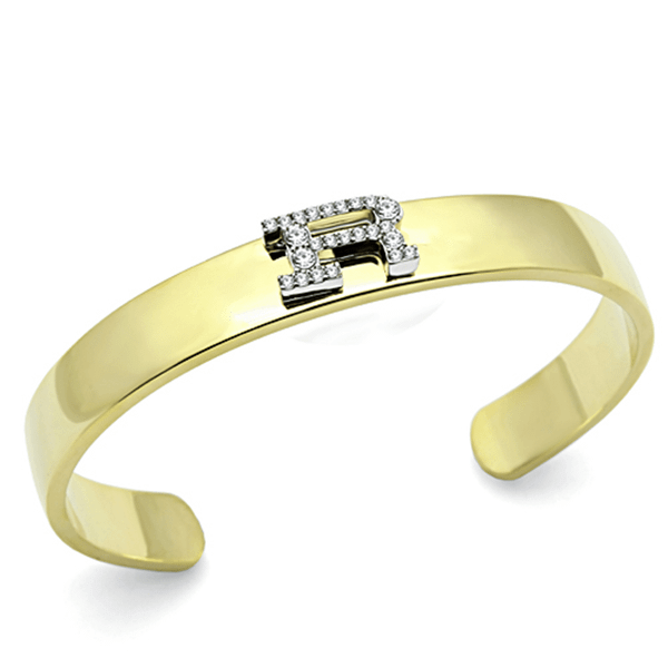 LO2587 - Gold+Rhodium White Metal Bangle with Top Grade Crystal  in Clear A874-LO2587