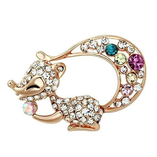LO2889 - Flash Rose Gold White Metal Brooches with Top Grade Crystal  in Multi Color A874-LO2889