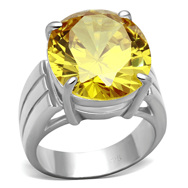 LOS677 - Silver 925 Sterling Silver Ring with AAA Grade CZ  in Topaz A874-LOS677