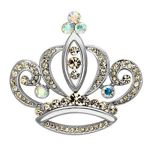 LO2870 - Imitation Rhodium White Metal Brooches with Top Grade Crystal  in Multi Color A874-LO2870