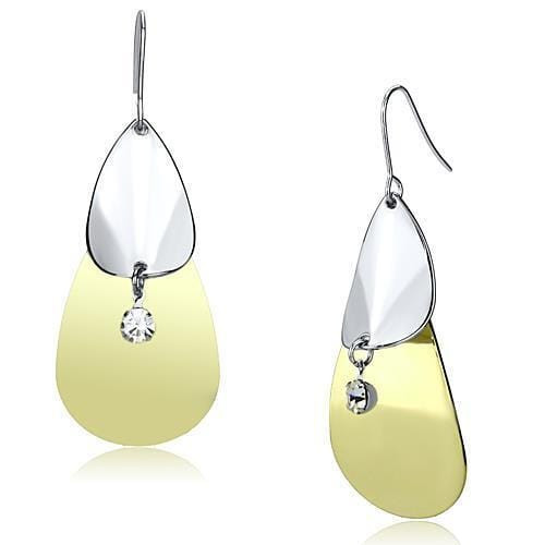 LO2696 - Gold+Rhodium Iron Earrings with Top Grade Crystal  in Clear A874-LO2696
