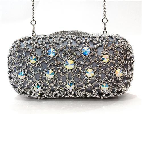 LO2364 - Imitation Rhodium White Metal Clutch with Top Grade Crystal  in White A874-LO2364