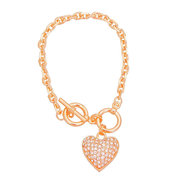 Gold Chain 3D Heart Bracelet T226-9485837697343
