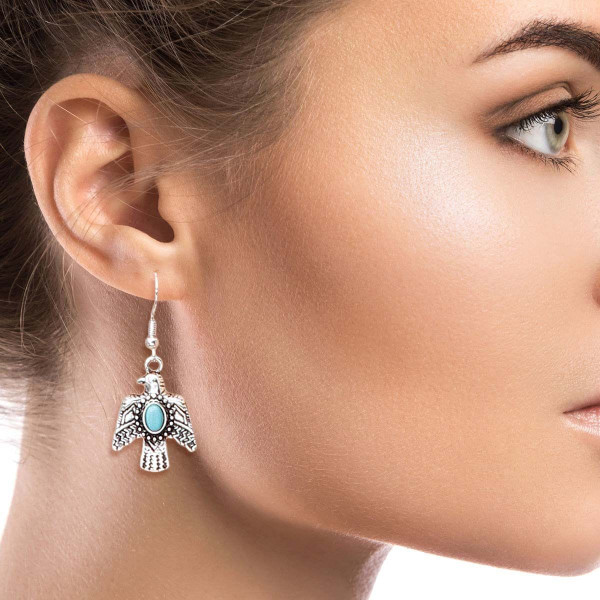 Burnished Silver Thunderbird Earrings T226-9485615661375