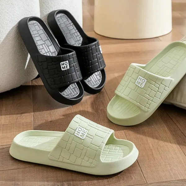 Shoe Size: 36, Color: Yellow - Summer Slippers Women Men Couple Home Slides Sandals EVA Thick Sole  F640-12000038660932974