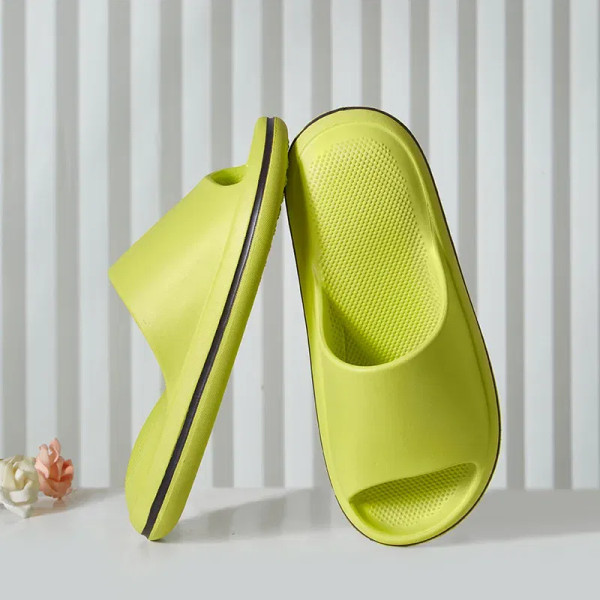 Color: green, Shoe Size: 39 - Women Summer EVA Slipper Solid Color couple Beach slippers 2024 Solid F640-12000037253807170
