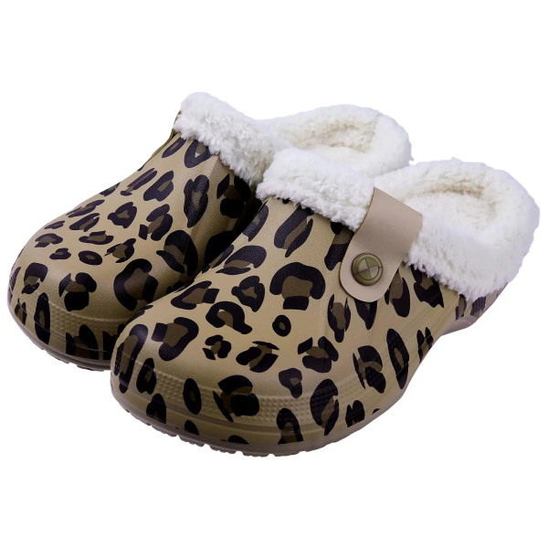 Color: Olivine, Shoe Size: 40-41 - Crestar Women and Men Fur Lined Clogs Memory Foam Warm Fuzzy Sli F640-12000043868662948