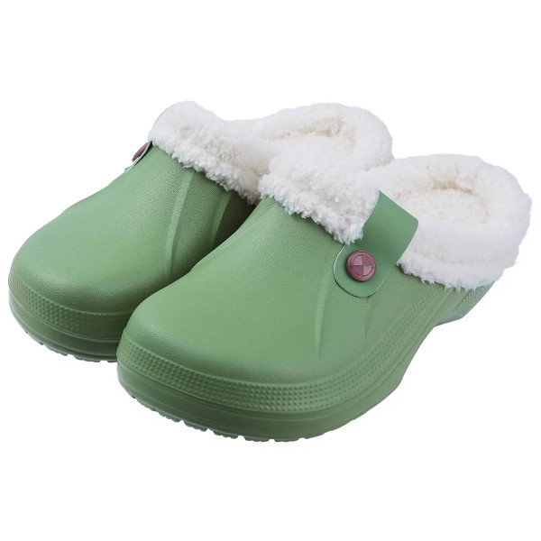 Color: DEEP BLUE, Shoe Size: 44-45 - Crestar Women and Men Fur Lined Clogs Memory Foam Warm Fuzzy S F640-12000043868662971