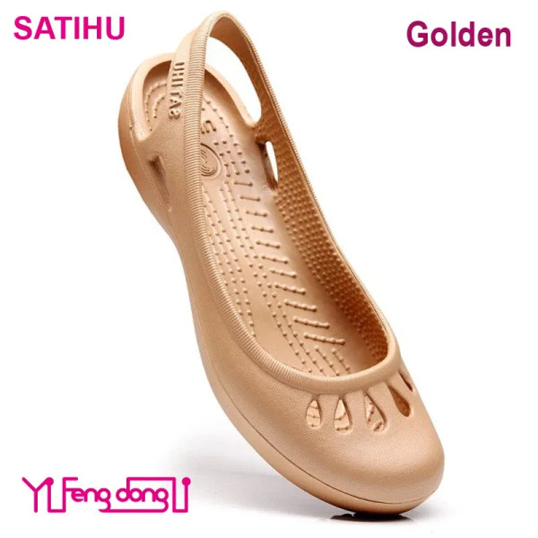 Color: Gold, Shoe Size: 40 - Certified Satihu Summer New Lightweight Anti Slip Hole Shoes  Clog For F640-12000033106947604