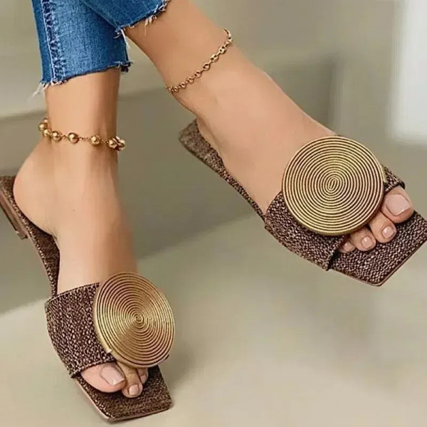Color: Black, Shoe Size: 36 - 2023 New Spring and Summer Women's Flat Slippers Fashion Beach Shoes  F640-12000032741579977