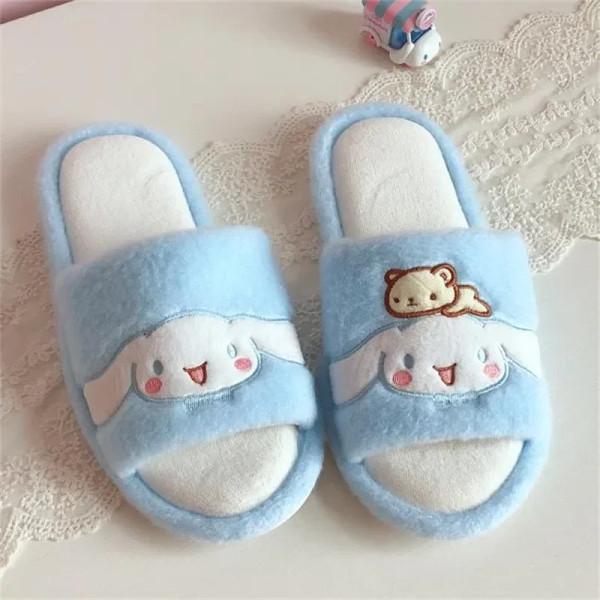 Color: PURPLE, Shoe Size: 39 - Kawaii Peep Toe Slippers Girl Cute Indoor Shoes Open Toes Home Slipp F640-12000028028617030