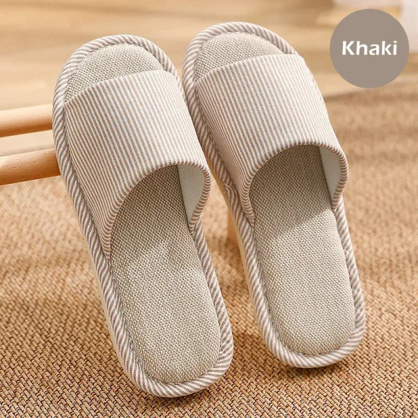 Color: ROYAL BLUE, Shoe Size: 14.5 - Linen Slippers Indoor Home Breathable Women Men Slides Linen C F640-12000033430213168