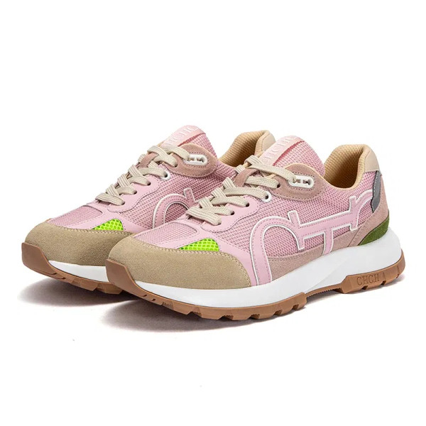 Color: Pink, Shoe Size: 37 - CHCH Women's Casual Shoes 2024 New Wine Red Retro Cow Leather Splicing F640-12000042929432659
