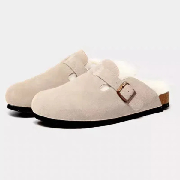 Color: LIGHT BLUE, Shoe Size: 37 - Fashion Warm Mules Slippers Women New Clogs Cork Home Shoes Wome F640-12000042553605151