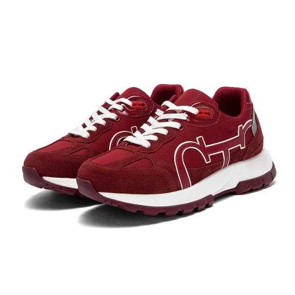 Color: wine red, Shoe Size: 37 - CHCH Women's Casual Shoes 2024 New Wine Red Retro Cow Leather Spli F640-12000042929432665