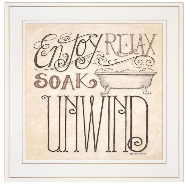 Soak and Relax 2 White Framed Print Bathroom Wall Art N270-404886