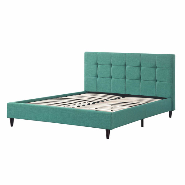 Solid Wood Queen Tufted Turquoise Upholstered Juteno Bed N270-303546
